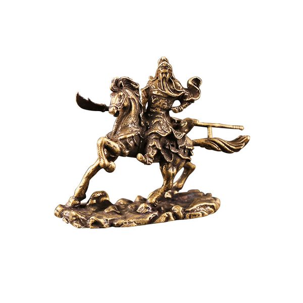 

hand made brass riding retro mininature guan gong ornament home decor display