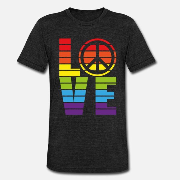 

love and peace rainbow lgbt t shirt men designer short sleeve o neck original interesting funny summer style leisure shirt