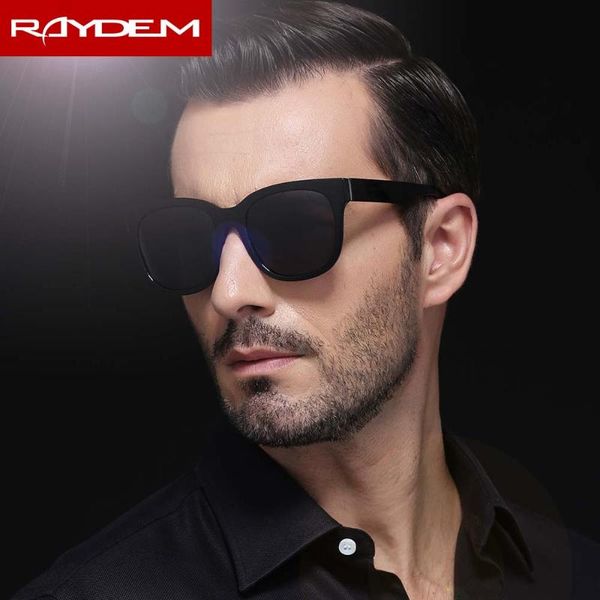 

raydem brand classic mens hd polarized square sunglasses mirror lens sun glasses black frame eyewear, White;black