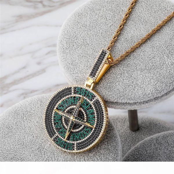 

gold plated mens cool hip hop necklace iced out cz pendant necklace with 24inch rope chain for men women, Silver