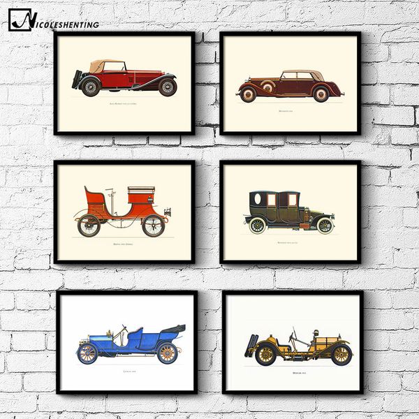 

nicoleshenting vintage poster 1937s classic car minimalist art canvas poster print wall picture modern home room wall decoration
