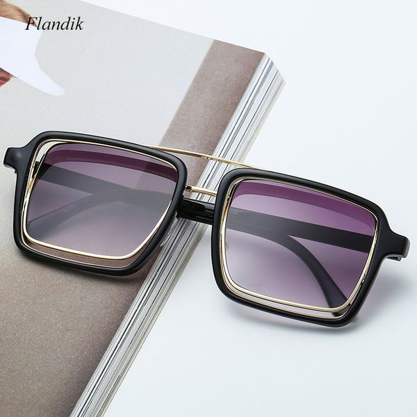 

oversized metal gradient sunglasses men womens retro iron man 3 eyeglasses 2020 luxury style flight male uv400 shades sunglasses, White;black
