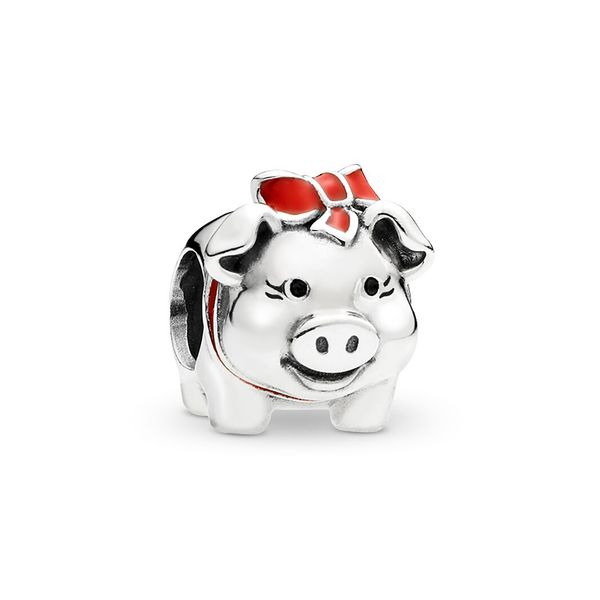 

authentic ale 925 sterling silver fun piggy money bank charms beads with black and red enamel fit pandora bracelets for diy jewelry making