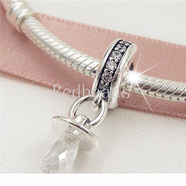

new 100% s925 sterling silver pacifier pendant dangle charm bead fits european pandora style jewelry bracelets, Black