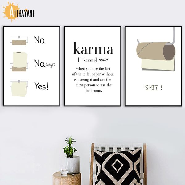 

toilet paper funny shit quote karma wall art canvas painting nordic posters and prints wall pictures for bathroom washroom decor