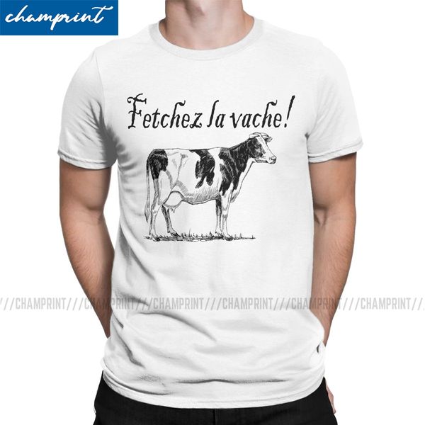 

cool fetchez la vache fetch the cow t-shirt for men t shirt monty python and the holy grail arthur black knight classic