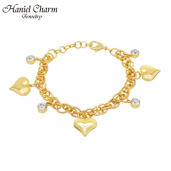 

haniel fashion luxury chain bracelet gold color women heart link bracelet jewelry for women valentine's day gifts, Black