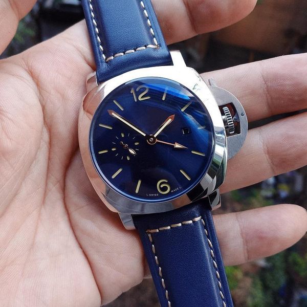 

Luxury Designer Watch Men's 316L Steel Pam688 GMT Automatic Blue Dial Transparent Caseback Men Mens Watch Watches Wristwatches