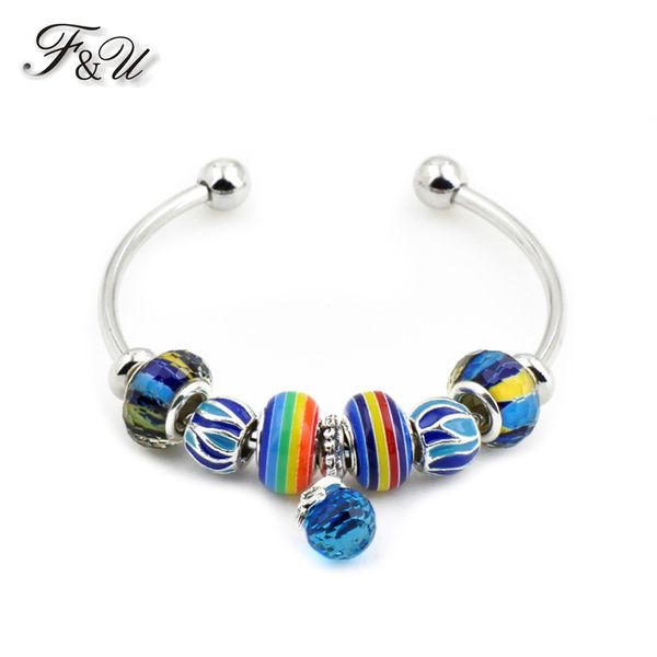

f&u europe and usa popular jewelry exotic style colorful resin stone ethnic style bracelet 2 size available, Black
