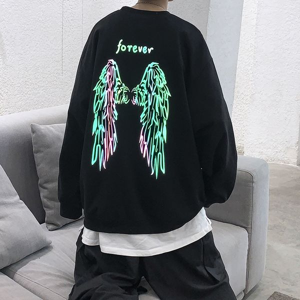

mens wing print sweatshirt fashion loose pullover plus size m-5xl autumn winter long sleeve sweatshirts women stylist hoodies, Black