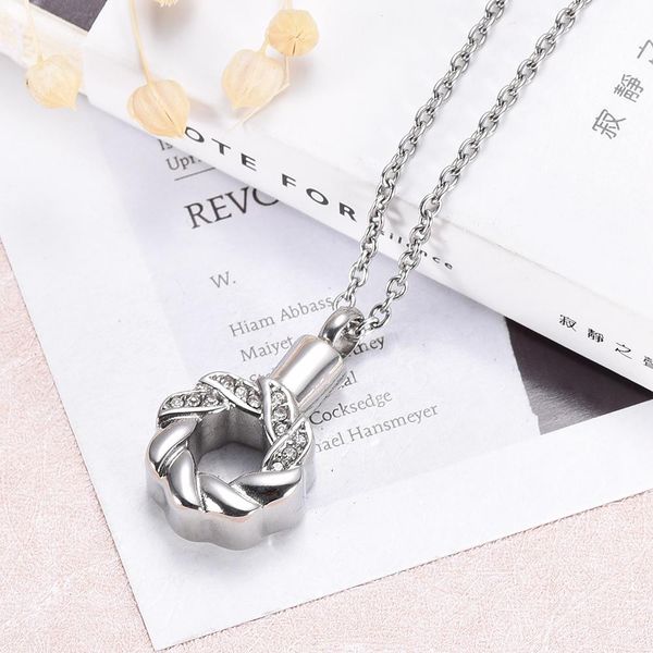 

new-2231 crystal flower cremation jewelry hold loved ones ashes keepsake urn necklace for human/ animal, Silver