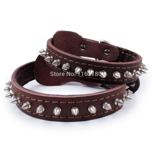

60 pcs/lot adjustable leather dog collars pet collars charm necklace collar for dogs cat pet supplies