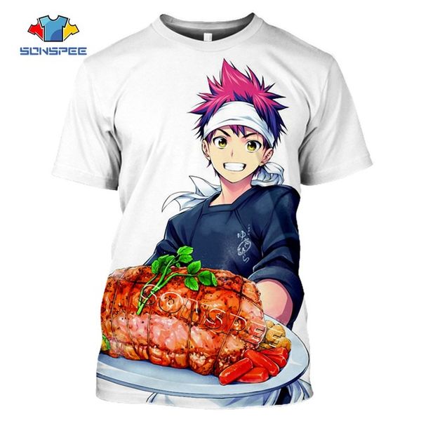 

anime print food wars shokugeki no soma summer casial boys 3d print shirts plus size kawaii humor men clothing