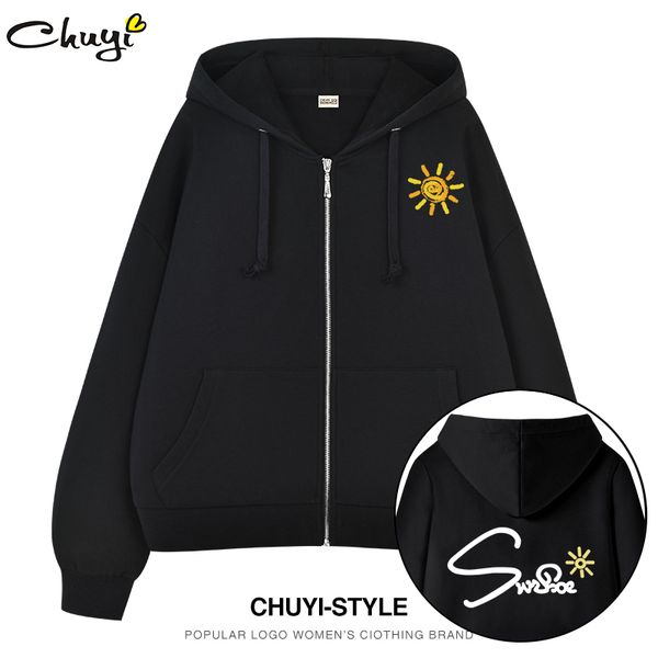 

light and thin zip hoodie xl for women, Black