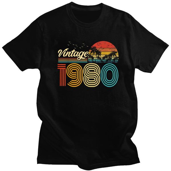 

vintage classic 1980 t shirt men 100% cotton 80s t-shirt short sleeve 40th birthday gift tee 40 years old tshirt clothing