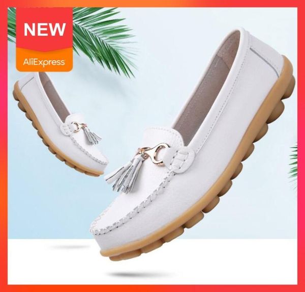 

flats 2020 genuine leather shoes woman spring ladies shoes slip on ballet flat sneakers for women oxford zapatos de mujer, Black