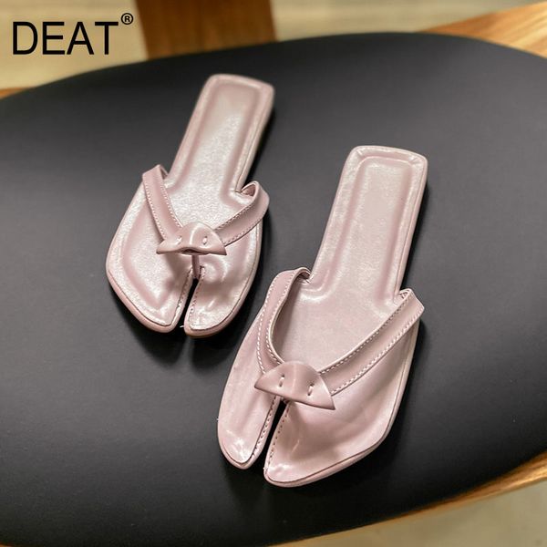 

deat] 2020 new spring summer round toe shallow split toes casual outdoor flat flip flops slippers women shoes fashion 10i428, Black