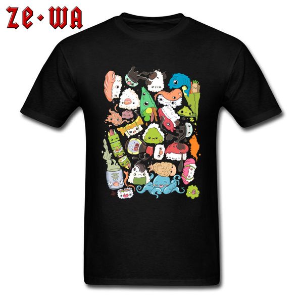 

kawaii harajuku sushi bar funny cartoon t shirts women men design pure cotton comic tshirts brand tee shirt on sale