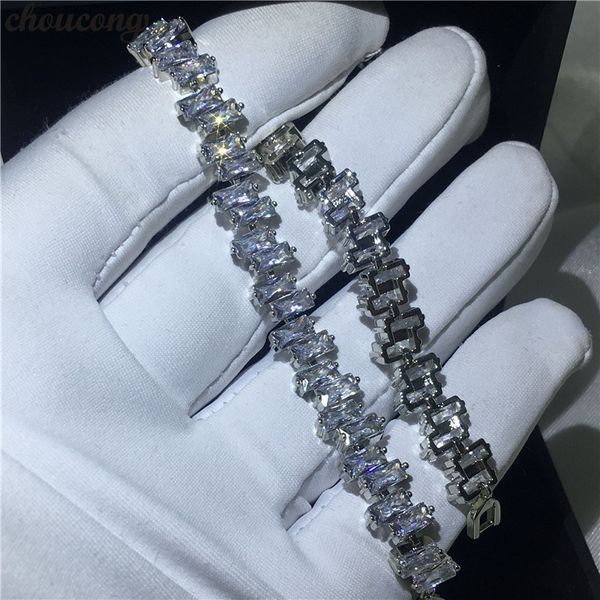 

choucong female white gold filled baguette bracelets 5a zircon cz silver colors wedding bracelet for women fashion jewerly, Golden;silver