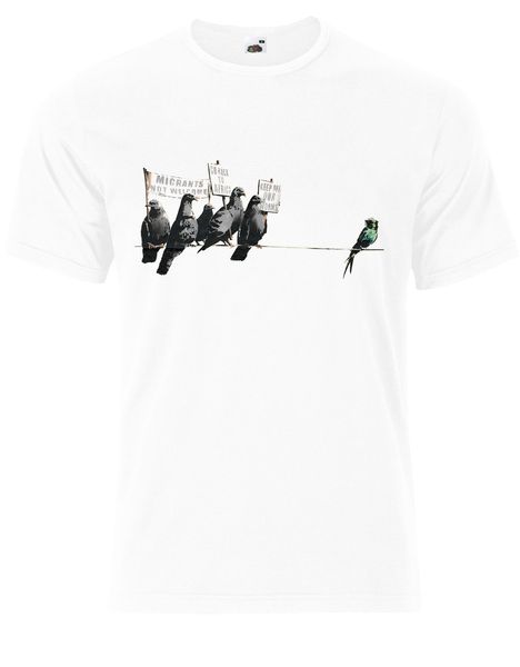

novelty o-neck banksy protesting hostile oiseaux brexit base shirt base shirt