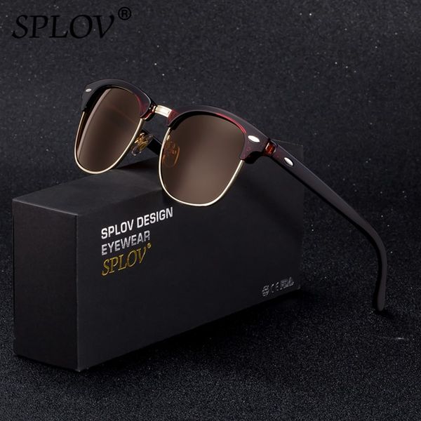 

splov semi rimless polarized sunglasses men women vintage metal sun glasses classic half frame driving eyewear oculos de sol, White;black