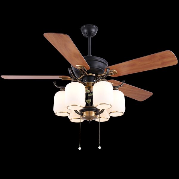

electric fans glass led ceiling fan light american industrial wind remote control living room bedroom home e27 hanging lamp