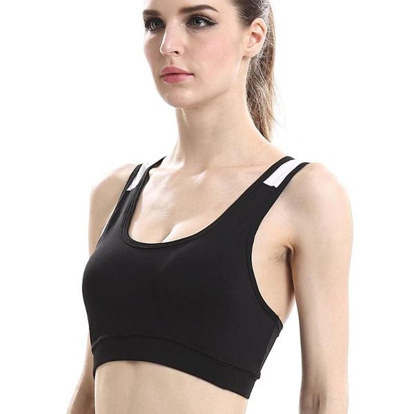 

summer sports yoga running fitness absorbent push-up piecing sports bra vest camisole fitness outdoor exercising running, White;black