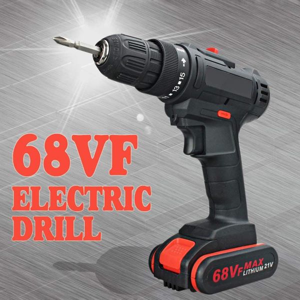 

becornce electric drill 68vf cordless lithium-ion drill/driver rechargable adjustable 3200r/min 2 speed hand drill with battery