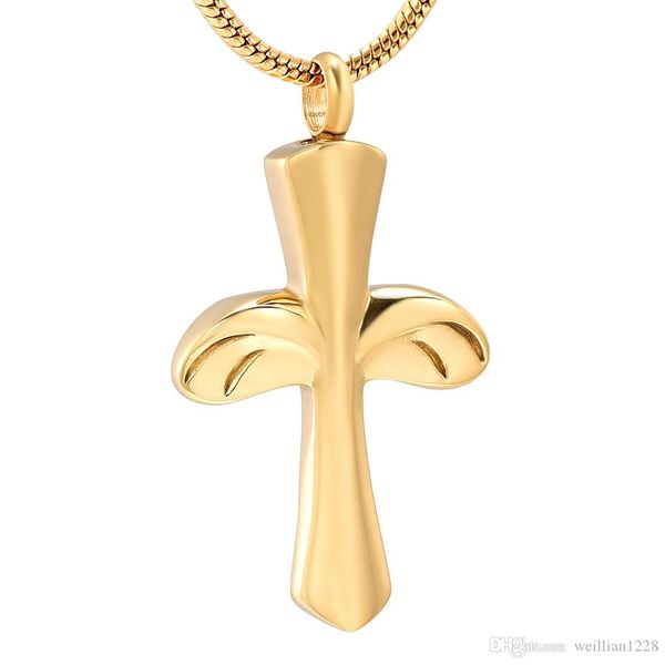 

zzl090 wing designs flying cross cremation keepsake memorial urn jewelry ashes holder pendant necklace for women and men, Silver
