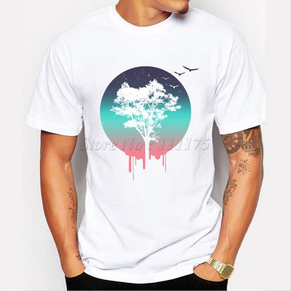 

2019 new fashion men's t shirt hipster tree of galaxy design cool short sleeve tees ar035