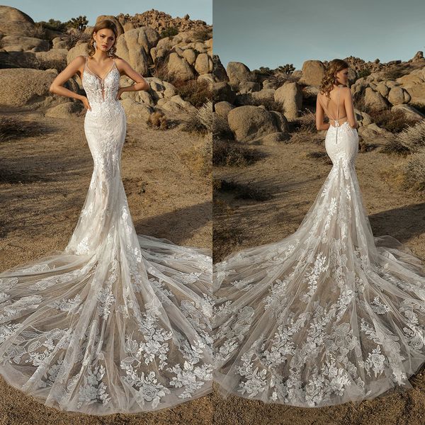 

kitty chen mermaid wedding dresses 2020 lace appliqued beading robes de mariÃ©e custom made beach vestido de noiva backless, White