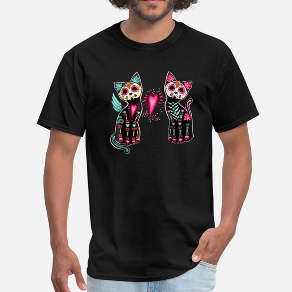 

day of dead sugar cat cats skeleton skull t shirt men sunlight tee shirt round collar unique sunlight breathable spring autumn shirt