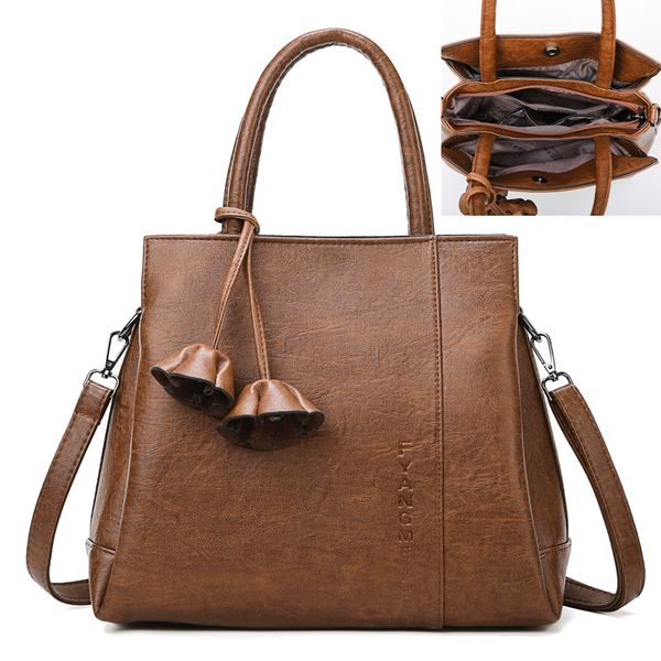 

women handbag genuine leather tote bags tassel luxury women shoulder bags ladies leather handbags fashion 2020 brown