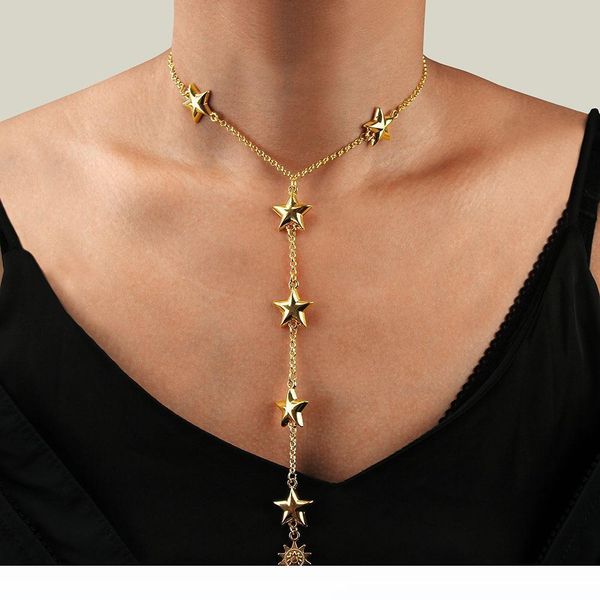 

exaggerated star shape necklace womens personality thick chain fashion multi-layer accessories simple silver alloy necklace wholesale