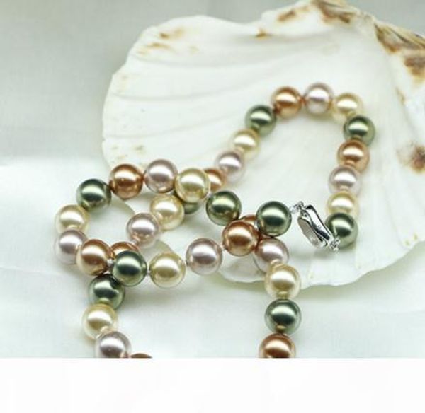 

luxury new 12mm mixed color natural pearl necklace south sea shell pearl 17 inch 925 silver clasp bl11