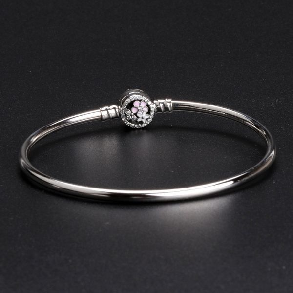 

2018 Fashion 925 Sterling Silver Bangle bloom flower enamel Clasp for Pandora Charms Silver Beads Bracelet Women Jewelry DIY Making