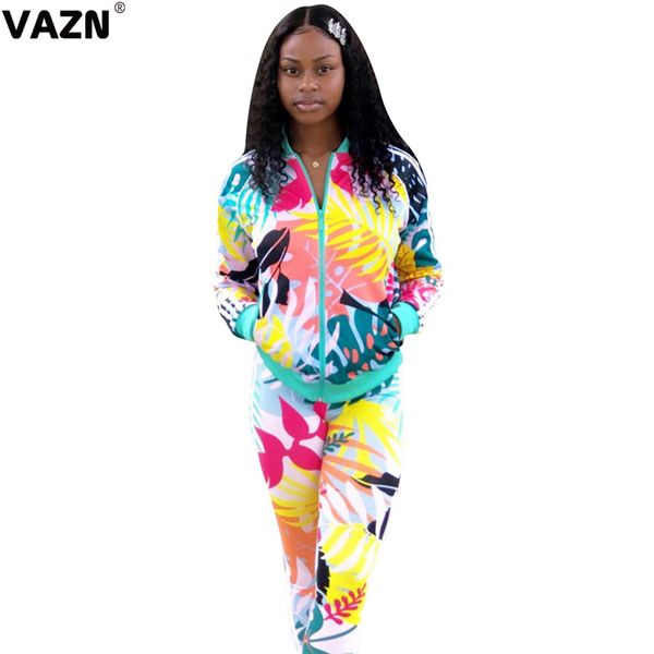 

vazn 2020 autumn new high-end casual regular office young style full sleeve long pants slim tracksuits women 2 piece set, Gray