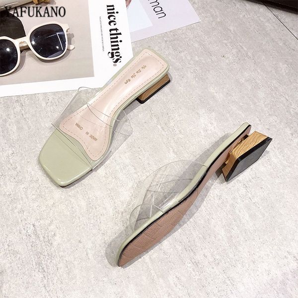 

plus size 34-43 designer women slippers transparent pvc lady slides square low heel casual sandals fashion block heel beach shoe, Black