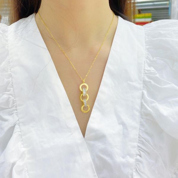 

fashion brand woman jewelry gold silver color roman numerals pendant necklace 316 l stainless steel jewelry high polish