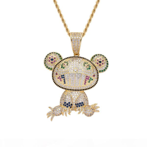 

новый iced из bling ожерелье хип-хоп ювелирных изделий лягушки ожерелье цвета золота кубического циркона мужская женщин подарок, Silver