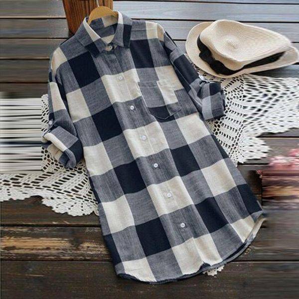 

blouse womens o neck lattice print long sleeve buttons casual shirt blouse camisas mujer loose womens and blouses, White