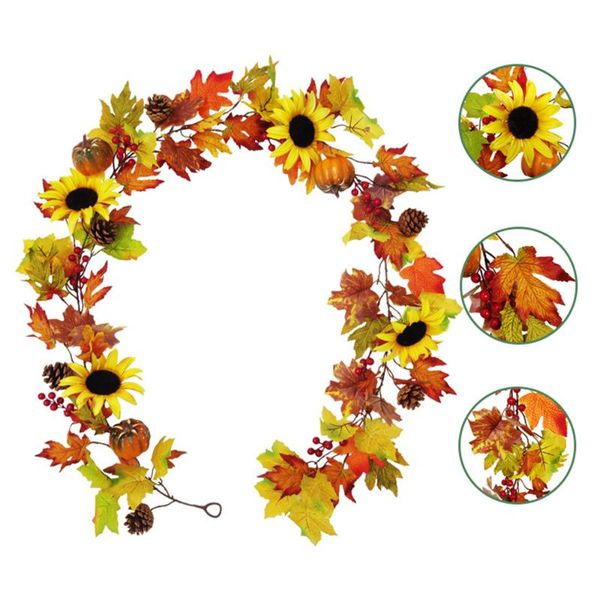

190cm halloween artificial plastic plants rattan garland autumn hanging fall leave vines harvest wreath leaves