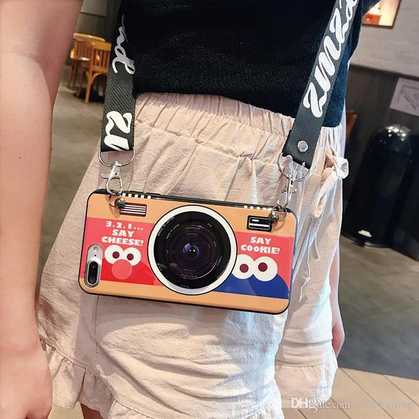 

fashion cover for iphone 11 pro xr xs max x 8 7 plus 6 6s plus case cover 3d camera with strap soft silicon phone bag shell ritozcase