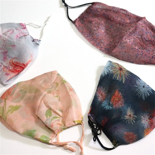 

mulberry mouth respirator flower breathable reusable mascarilla protect lady face mask silk washable fashion sunshade dustproof 5as b2