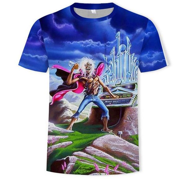 

heavy metal skull punk music festival printed breathable 3d print shirts graphic oversized graphic men clothing