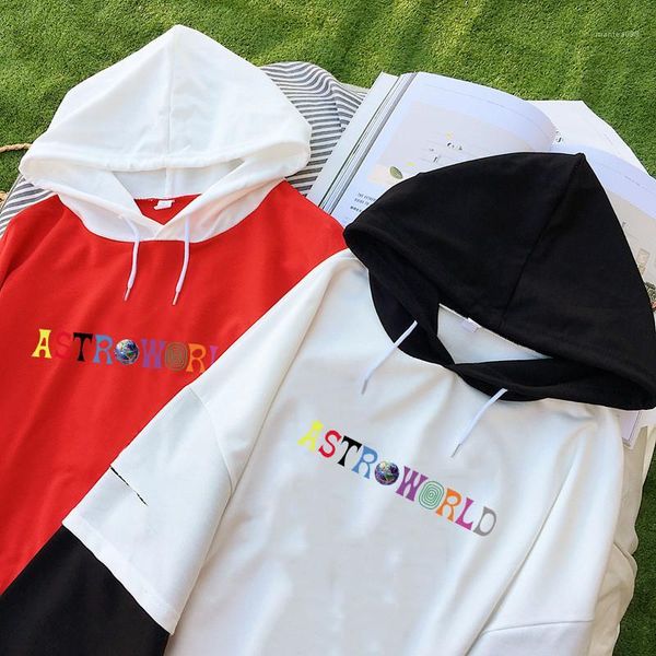 

hoodies women casual fake two street oversize long sleeved hooded pullover sweatshirts fashion couple hoodies travis scotts designer, Black