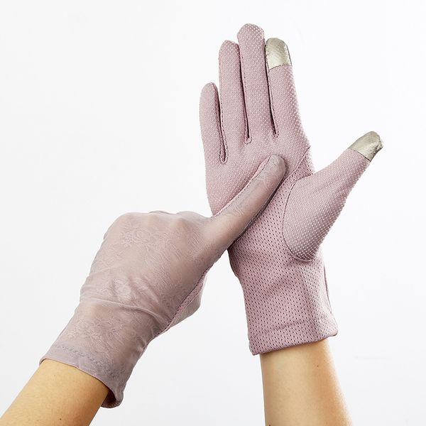 

women mittens stretch thin breathable gloves female sunscreen driving gloves non-slip anti uv guantes girls touch screen glove, Blue;gray