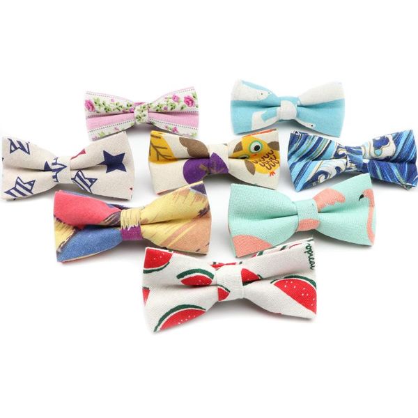 

linen cartoon adjustable bow tie cravats wedding famliy party animal flower butterfly bowtie clothing accessories, Blue;purple