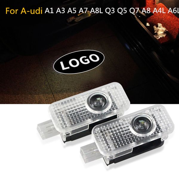 

2x car door welcome light led lamp laser ghost shadow projector logo light for a-udi a4l a6l q5 q3 q7 a5 a7 a1 a8l car styling