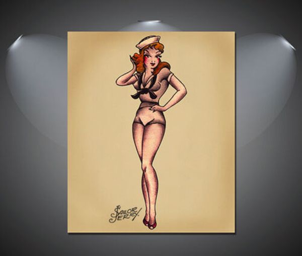 

sailor jerry navy пинап татуировки vintage большие картины декор дома картины маслом на холсте wall art холст фото декор стены 200904